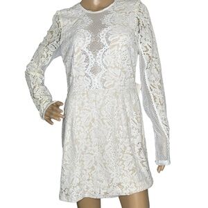 Tobi cream and white lace dress long sleeves large